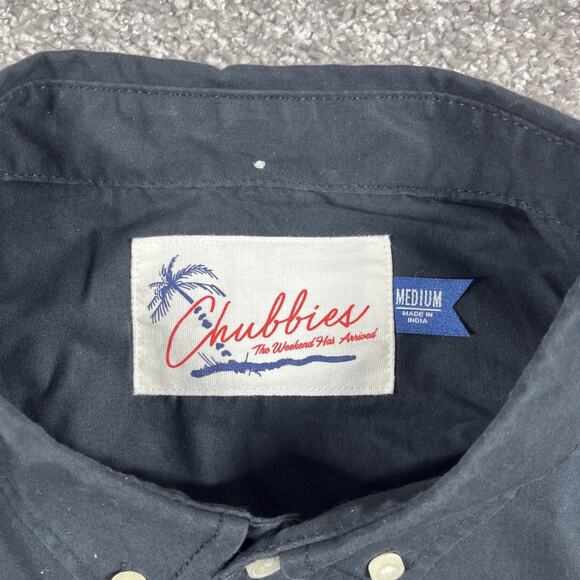 Chubbies Polo Shirt Mens Medium Tropical Palm Trees Button Down Cotton Blend - Picture 3 of 9